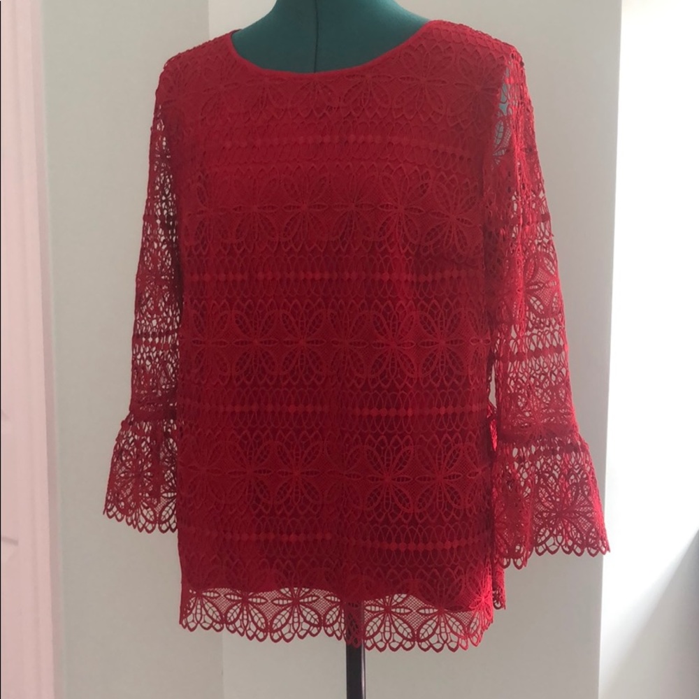 Red  floral blouse